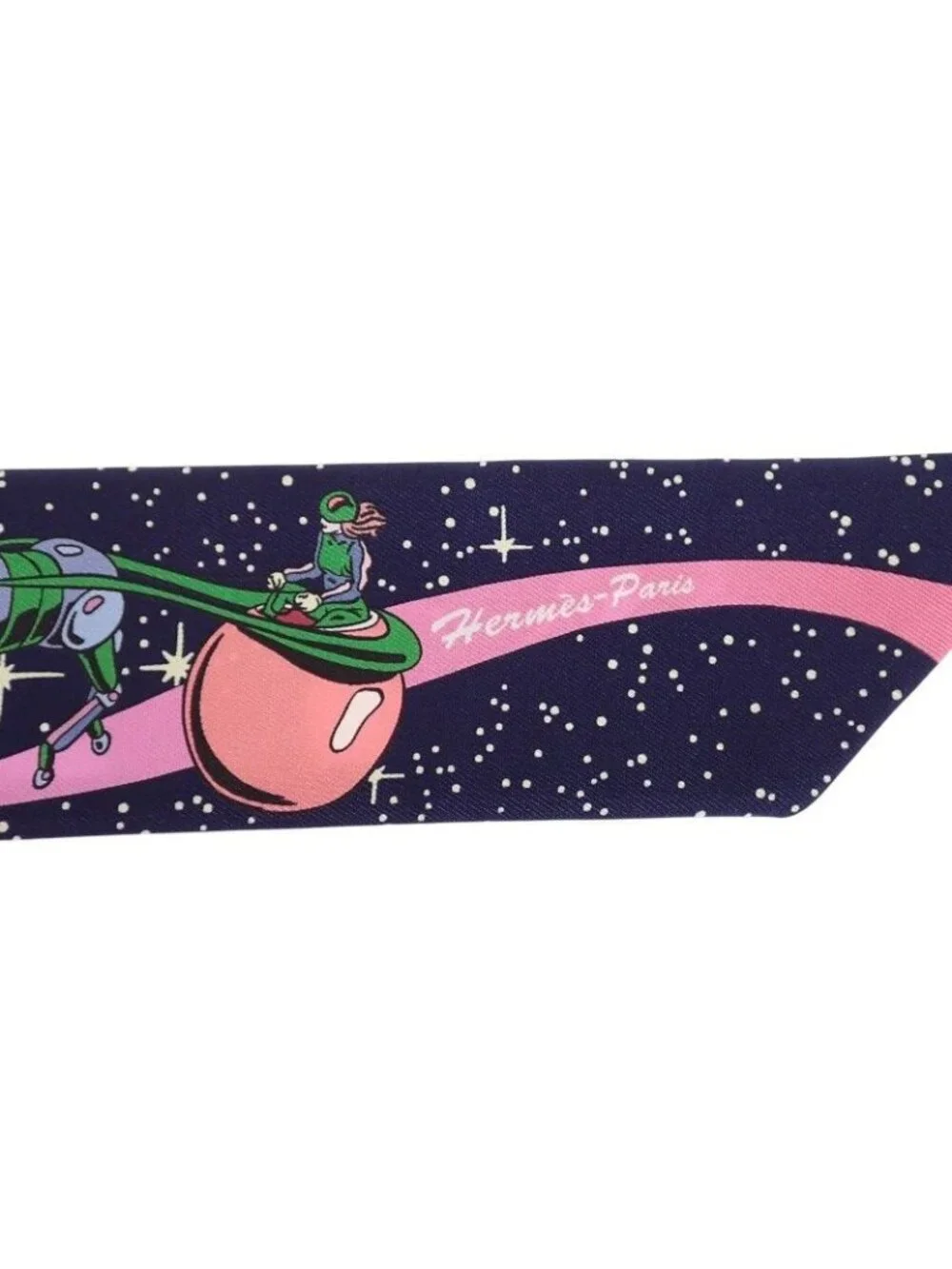 Hermes Twilly Space Scarf Silk Navy Marine Rose